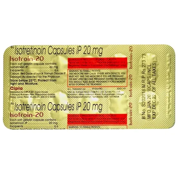 isotroin 20mg capsule 15's